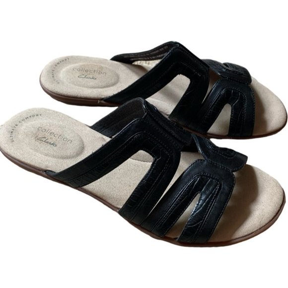 Clarks Kylyn Step Sandalo Donna Comfort In Pelle Con 4 Cinghie Regolabili E Plantare OrthoLite - Black Combi